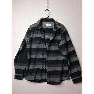 Wings + Horns Wool Plaid‎ Jacket Shirt Men S Black Gray Made in Canada